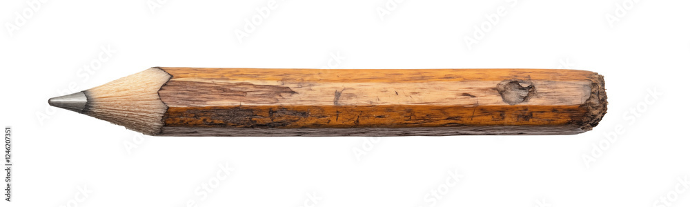 Old used wooden pen isolated on transparent background. Generative AI