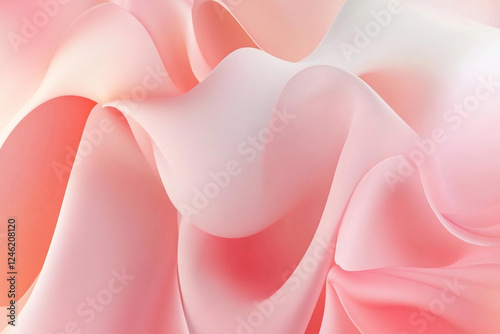 Abstract artistic pastel background with smooth curved shapes in soft pink tones, creating serene and calming atmosphere