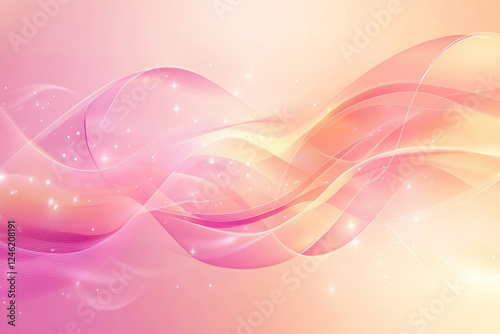 Soft pastel background with smooth curves and sparkling elements, creating serene and artistic atmosphere. Ideal for design projects and digital art