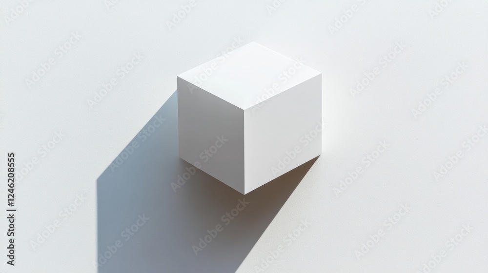 Minimalist white cube casting a soft shadow. Minimalist white cube casting a soft shadow.