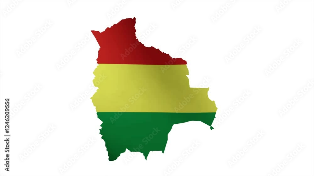 The Flag of BOLIVIA Waves Within Its Map with Beautiful Animation The Flag of BOLIVIA Waves Within Its Map with Beautiful Animation