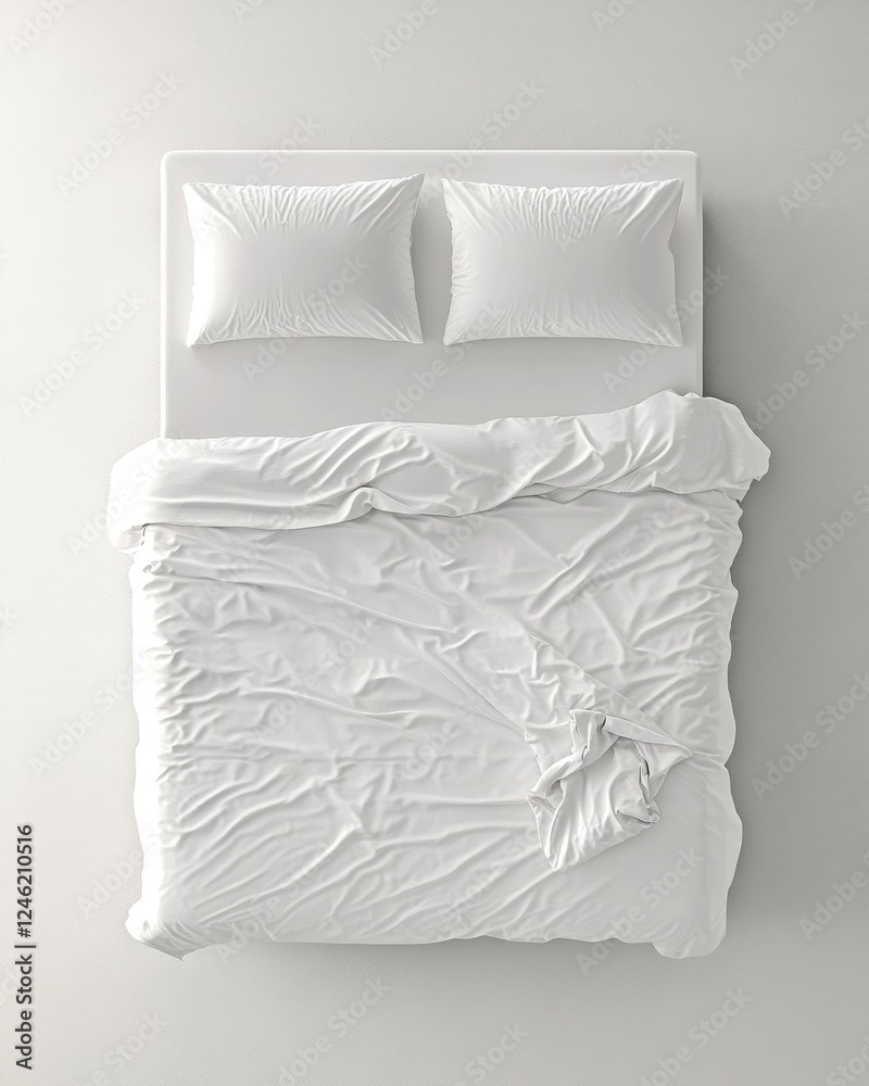 Obraz premium Minimalistic white bedding on a bed.