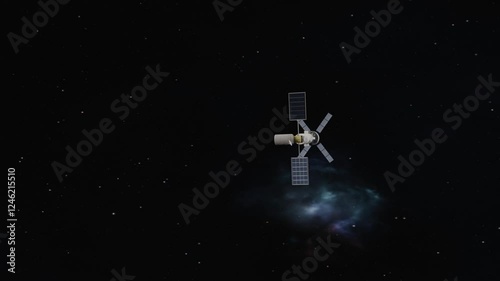 Spaceship soaring through space