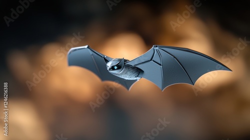 A robotic bat with echolocation and solar powered flight, autonomously navigating a complex cave system, mapping its interior and searching for valuable resources. photo