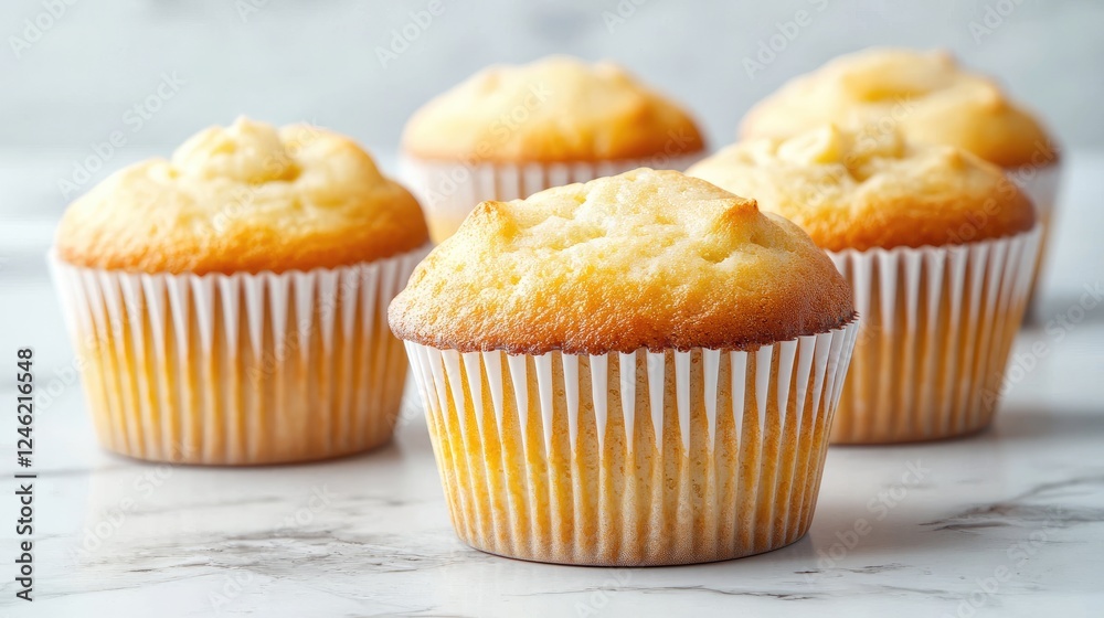 Delicious lemon muffins on marble, bakery background Delicious lemon muffins on marble, bakery background