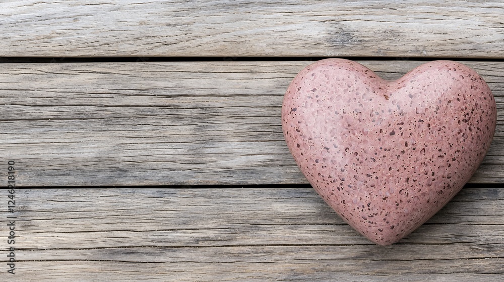 Fototapeta premium Dusty Rose Heart on Weathered Gray Wood