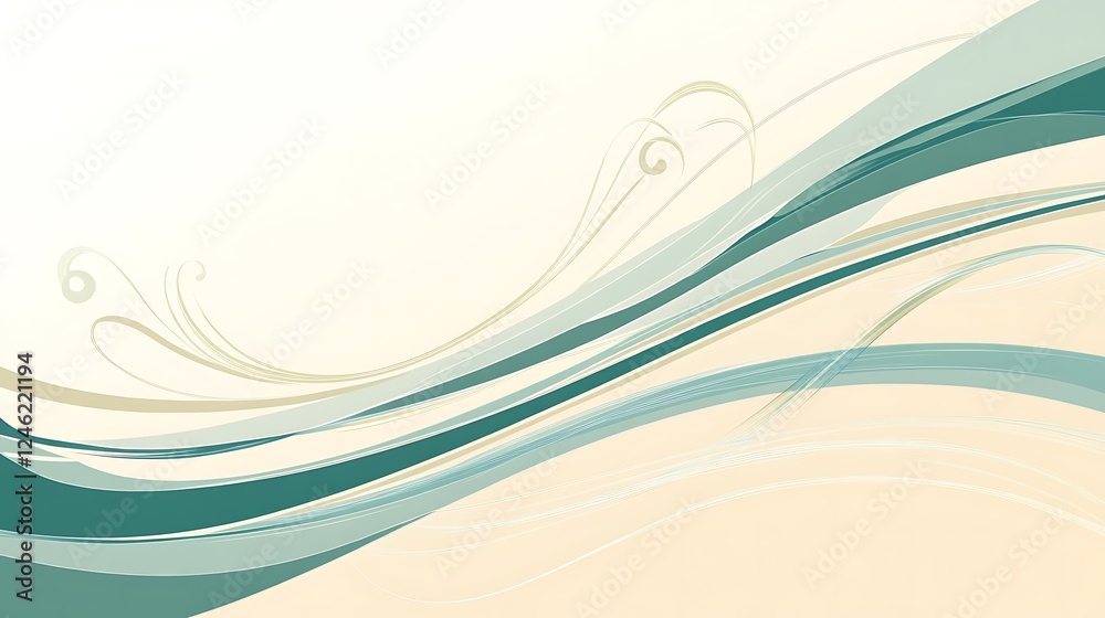 Fototapeta premium Abstract wavy lines, cream background, design template