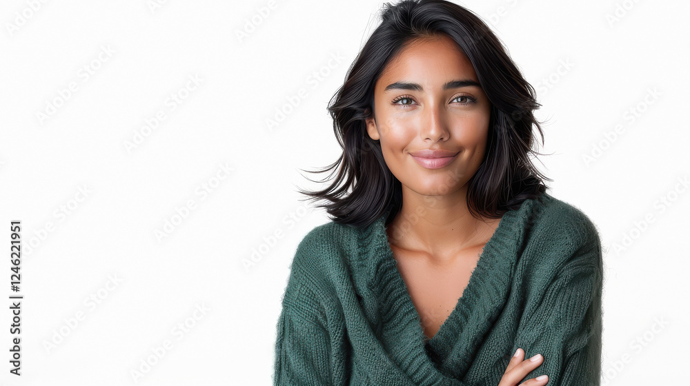 young beautiful woman wearing green sweater young beautiful woman wearing green sweater