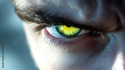 Eyes narrowed in suspicion and mistrust, radiating skepticism, doubt, and a sense of unease or distrust in a situation.