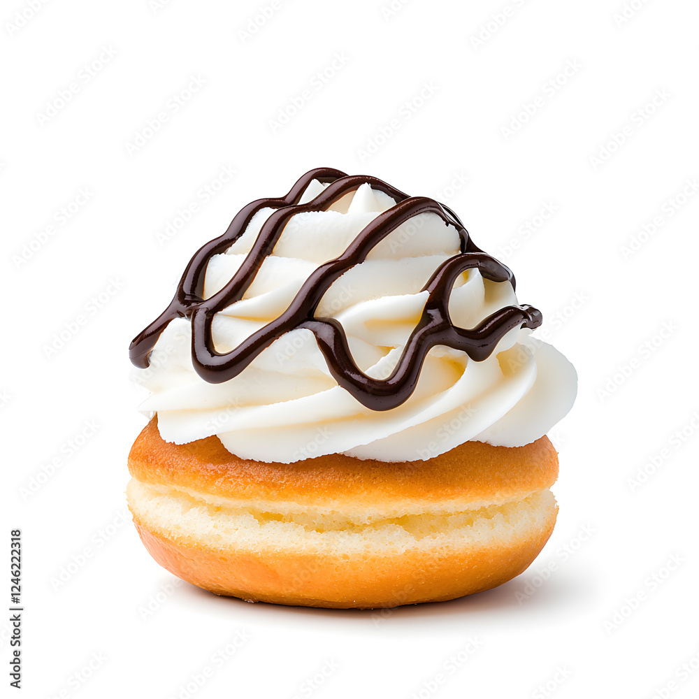 Fototapeta premium Delicious profiterole, cream puffs isolated on White Backdrop
