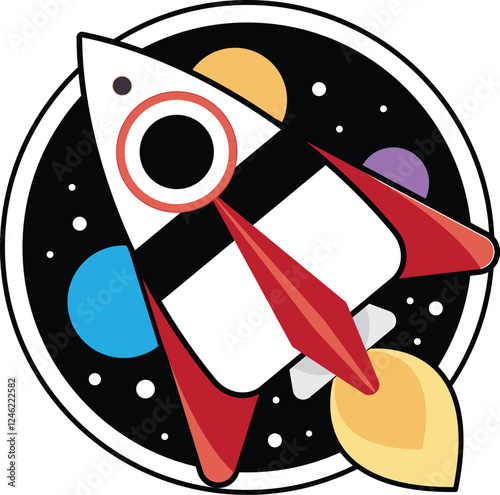 Rocket launched sticker