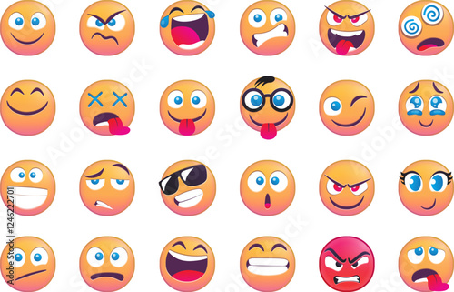 A collection of various emoji expressions on a white background.