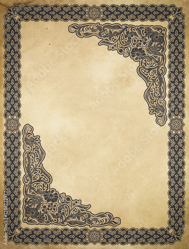 Old beige paper background with vintage border.