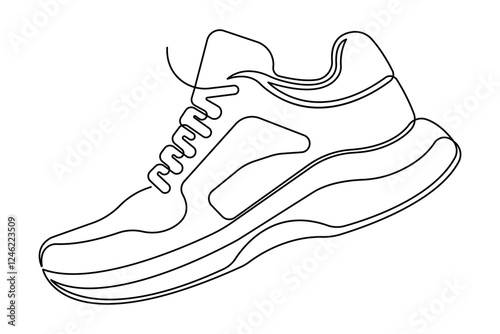 Sneakers shoes continuous one line art drawing of casual shoe design vector illustration
