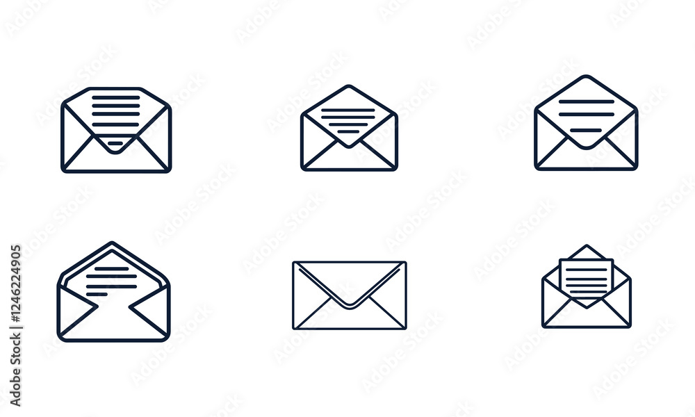 collection of email icons. email vector. envelope icon. message icon. collection of envelope icons. editable lines collection of email icons. email vector. envelope icon. message icon. collection of envelope icons. editable lines