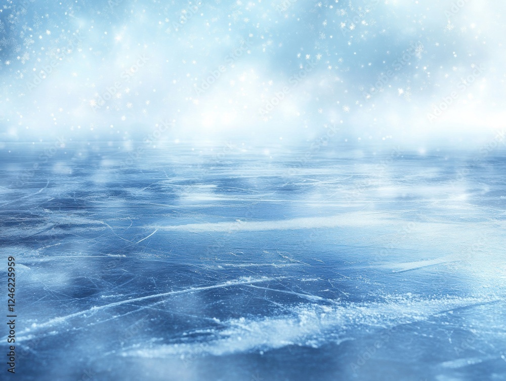 Fototapeta premium Serene icy landscape with soft blue tones.