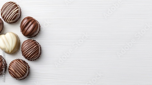 Wallpaper Mural Milk and Dark Chocolate Bonbons on White Wood Torontodigital.ca