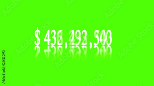Counting from 0 to one billion dollar, business digital number on graphic element on green screen background. Copy Space.	
