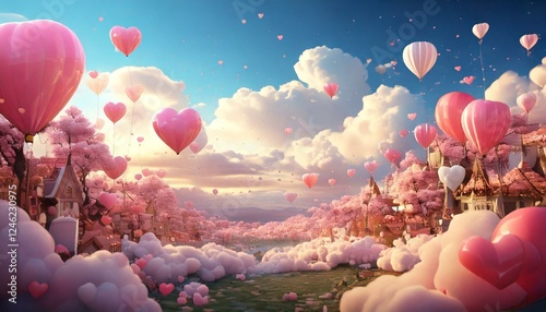 Fantasy pink world, Beautiful land and lover.