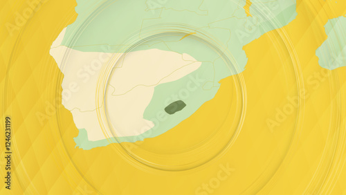 Abstract Map of Lesotho and Surrounding Regions with Circular Patterns.