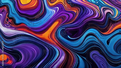 Vibrant Liquid Swirls Forming a Marbled Pattern  Abstract Fluid Motion in 4K, Dynamic Liquid Swirl Effects Creating a Beautiful Marbled Paint Texture in Motion
