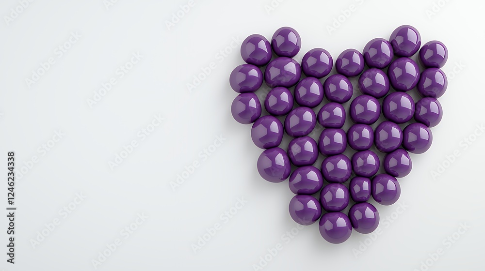 Purple Spheres Heart Shape Minimalist Design White Background Purple Spheres Heart Shape Minimalist Design White Background