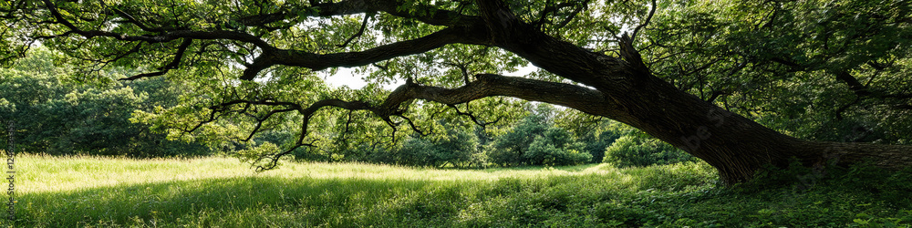 Large Deciduous Tree Overgrown Field and Woodland Large Deciduous Tree Overgrown Field and Woodland