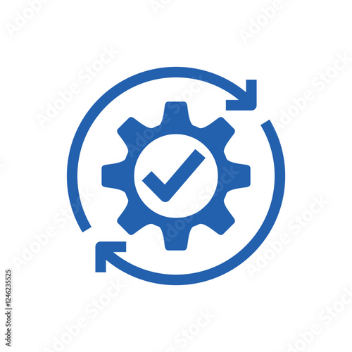 Process of advanced processing. Optimization, innovation. Automatic improvement. Vector linear icon isolated on white background.