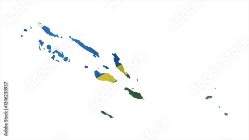 The Flag of SOLOMON ISLANDS Waves Within Its Map with Beautiful Animation photo