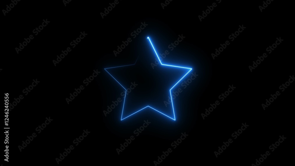 Neon light star frame blue colour loading icon illustration background. Neon light star frame blue colour loading icon illustration background.