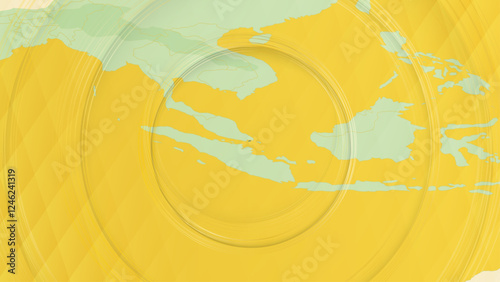 Abstract Map of Singapore and Surrounding Regions with Circular Patterns.