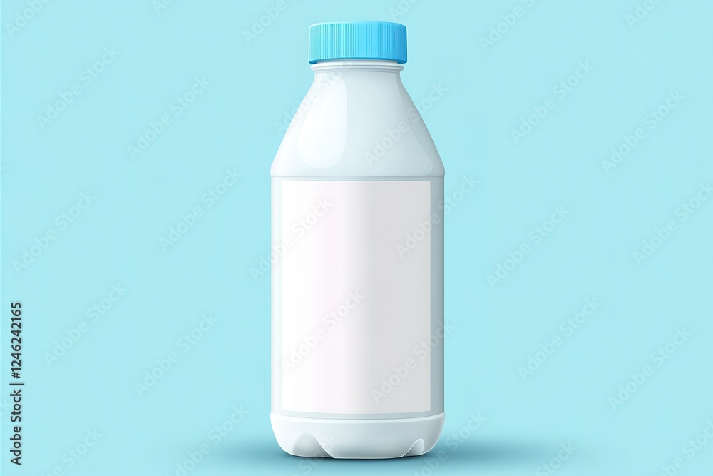 Naklejka premium Blank Plastic Bottle Mockup with Blue Lid on Light Blue Background