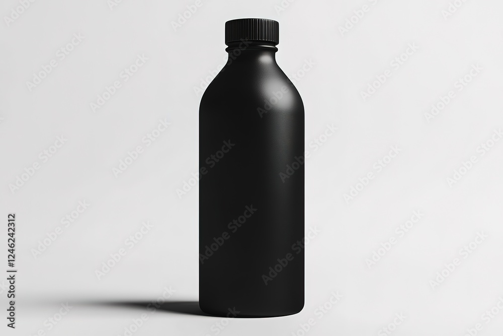 Blank Black Bottle Mockup on a White Background Blank Black Bottle Mockup on a White Background