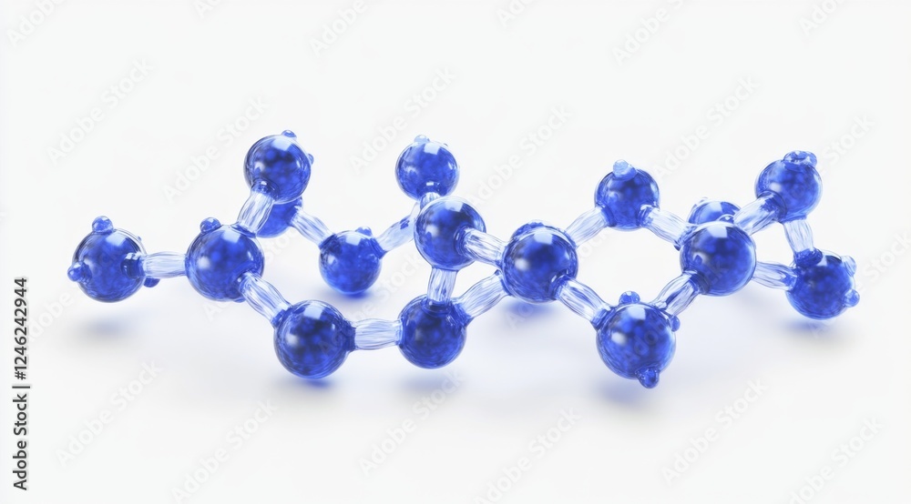 Blue molecular model on white background, science, research Blue molecular model on white background, science, research