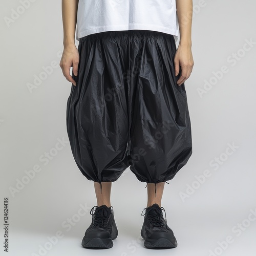 Trendy black baggy pants for casual wear.