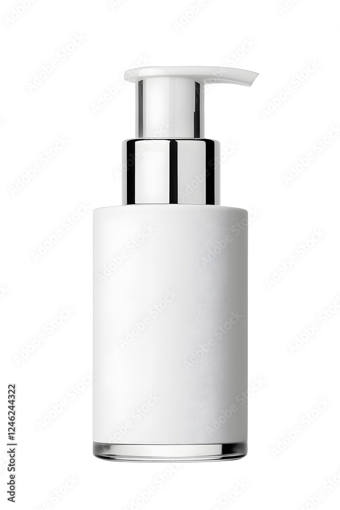 Cosmetic serum pump white bottle, dispenser container mock up. Foundation cream jar, airless pump dispenser design isolated on white background Cosmetic serum pump white bottle, dispenser container mock up. Foundation cream jar, airless pump dispenser design isolated on white background