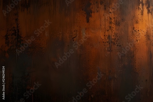 Grunge rusty dark orange brown metal steel stone background texture banner panorama Generative AI