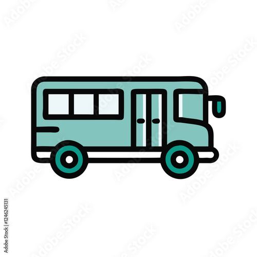 School bus icon on transparent background, learning concept design