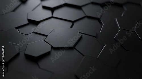 hexagonally shaped tech background rendering network connection dark design