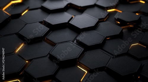 hexagonally shaped tech background rendering network connection dark design