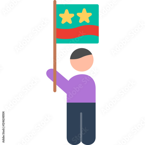 Raising Flag Vector Icon