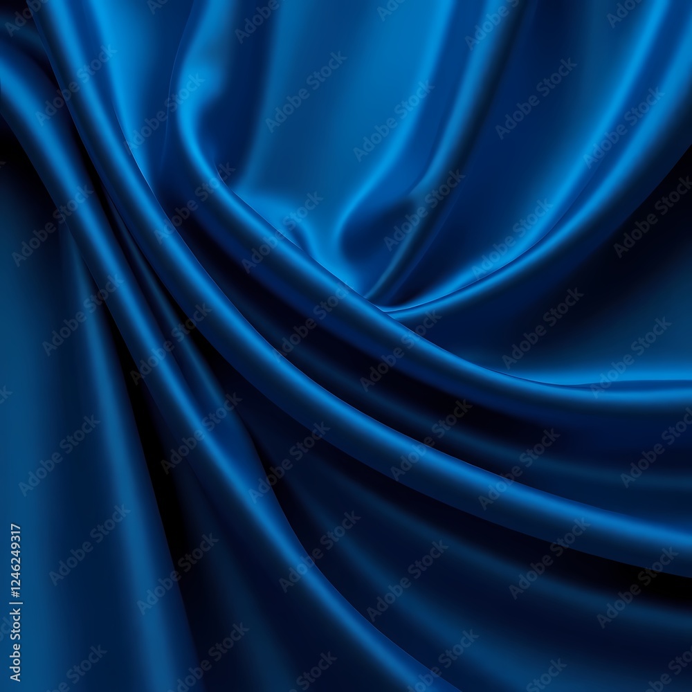 Obraz premium Futuristic sci‑fi composition featuring deep blue fabric draped in soft folds and bold sectional design