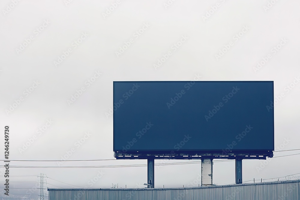 Empty Outdoor Billboard Against a Cloudy Sky Empty Outdoor Billboard Against a Cloudy Sky