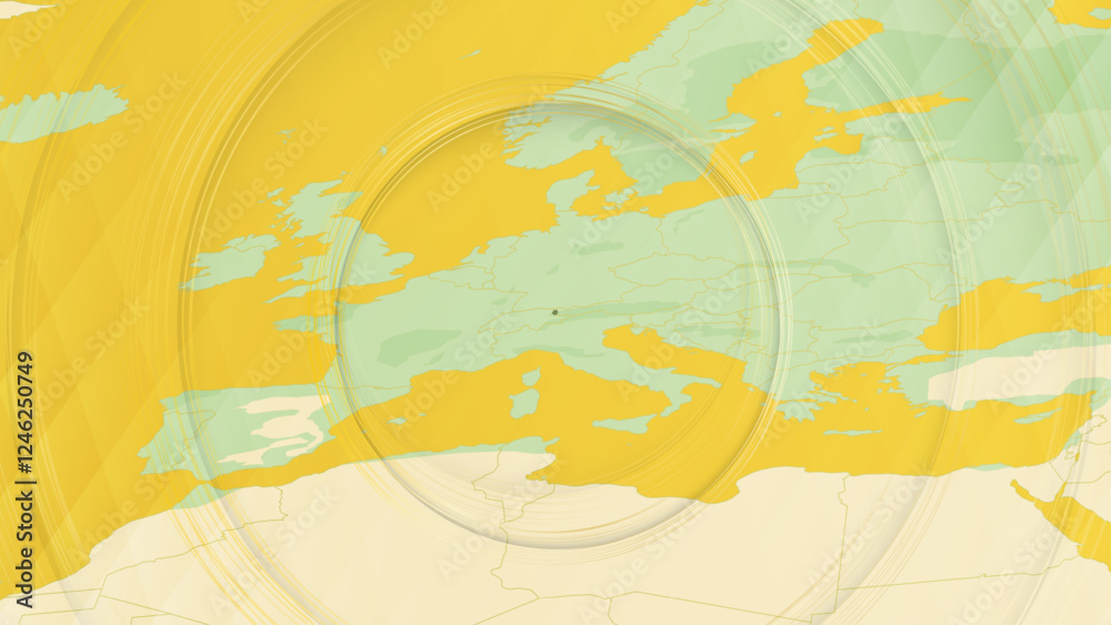 Naklejka premium Abstract Map of Liechtenstein and Surrounding Regions with Circular Patterns.
