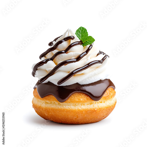 Delicious profiterole, cream puffs isolated on White Backdrop
