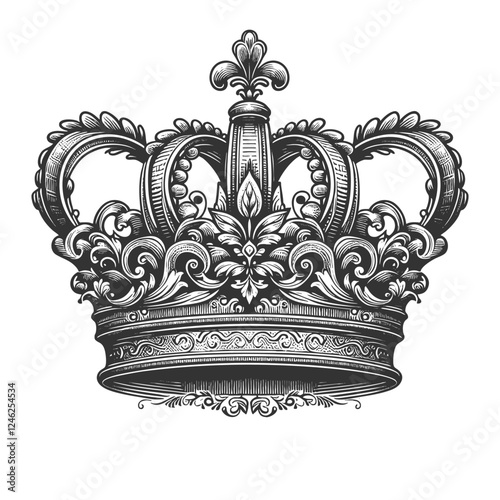 Ornate Royal Crown engraving vector illustration