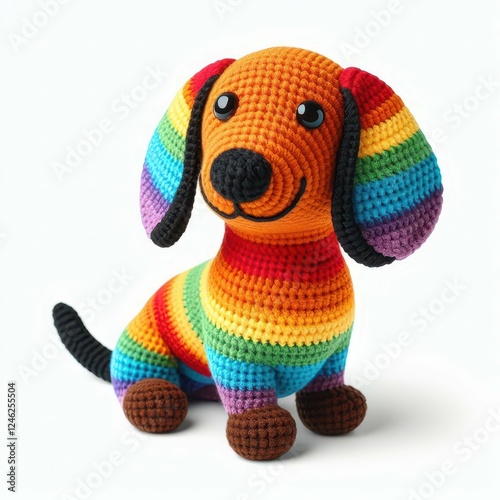 Colorful crochet dog toy for playful enjoyment. photo
