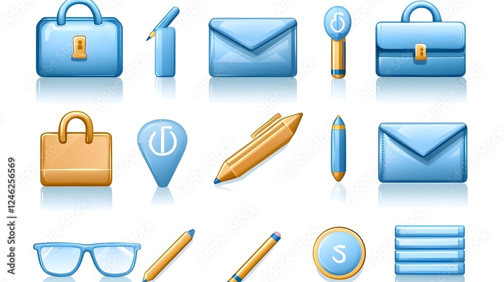 A set of professional and stylish blue icons that represent various aspects of employer branding job matching and career development These icons can be used in recruitment human resources