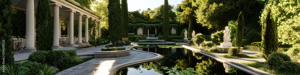 Formal Garden with Reflecting Pool and Classical Statuary Formal Garden with Reflecting Pool and Classical Statuary