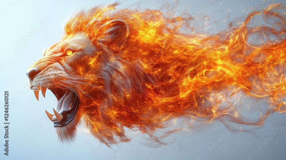 lion s head fire flames on a white background digital illustration lion s head fire flames on a white background digital illustration